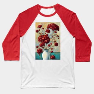 Cute Abstract Flowers in a White Vase Still Life Painting Baseball T-Shirt